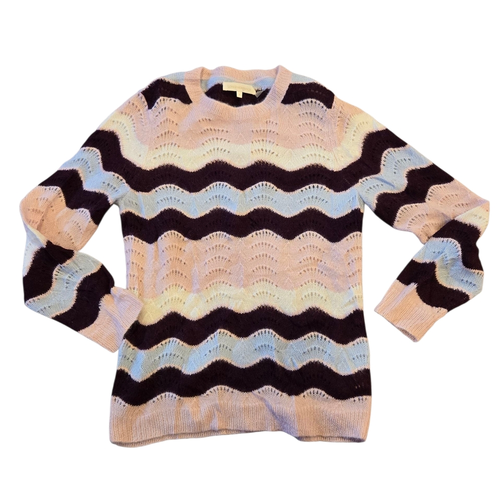 Loveshackfancy Chic Wave Pattern Crew Neck Sweate… - image 2